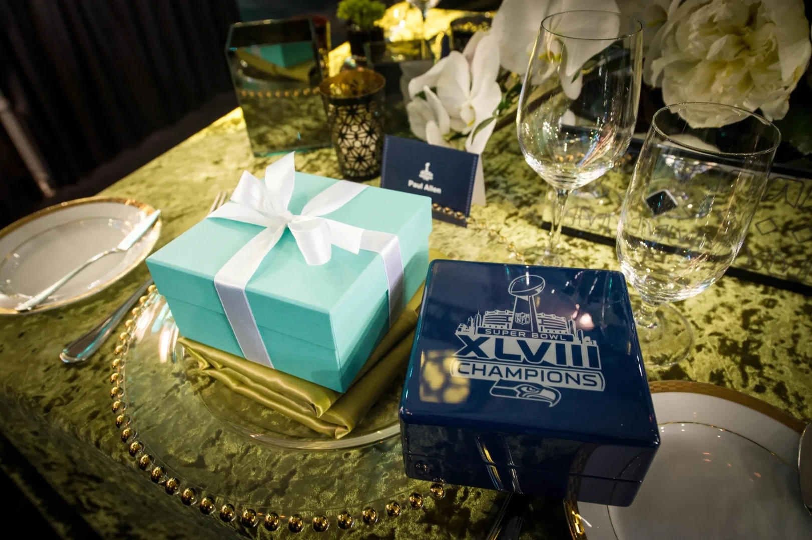 Tiffany & Co. championship ring box on a table