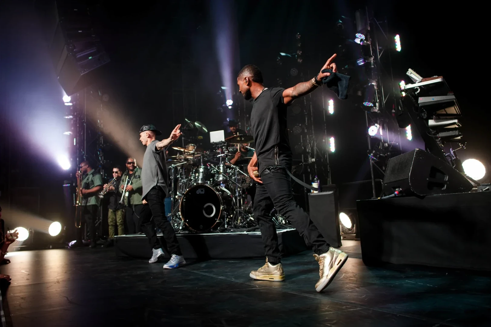 Usher performing on stage