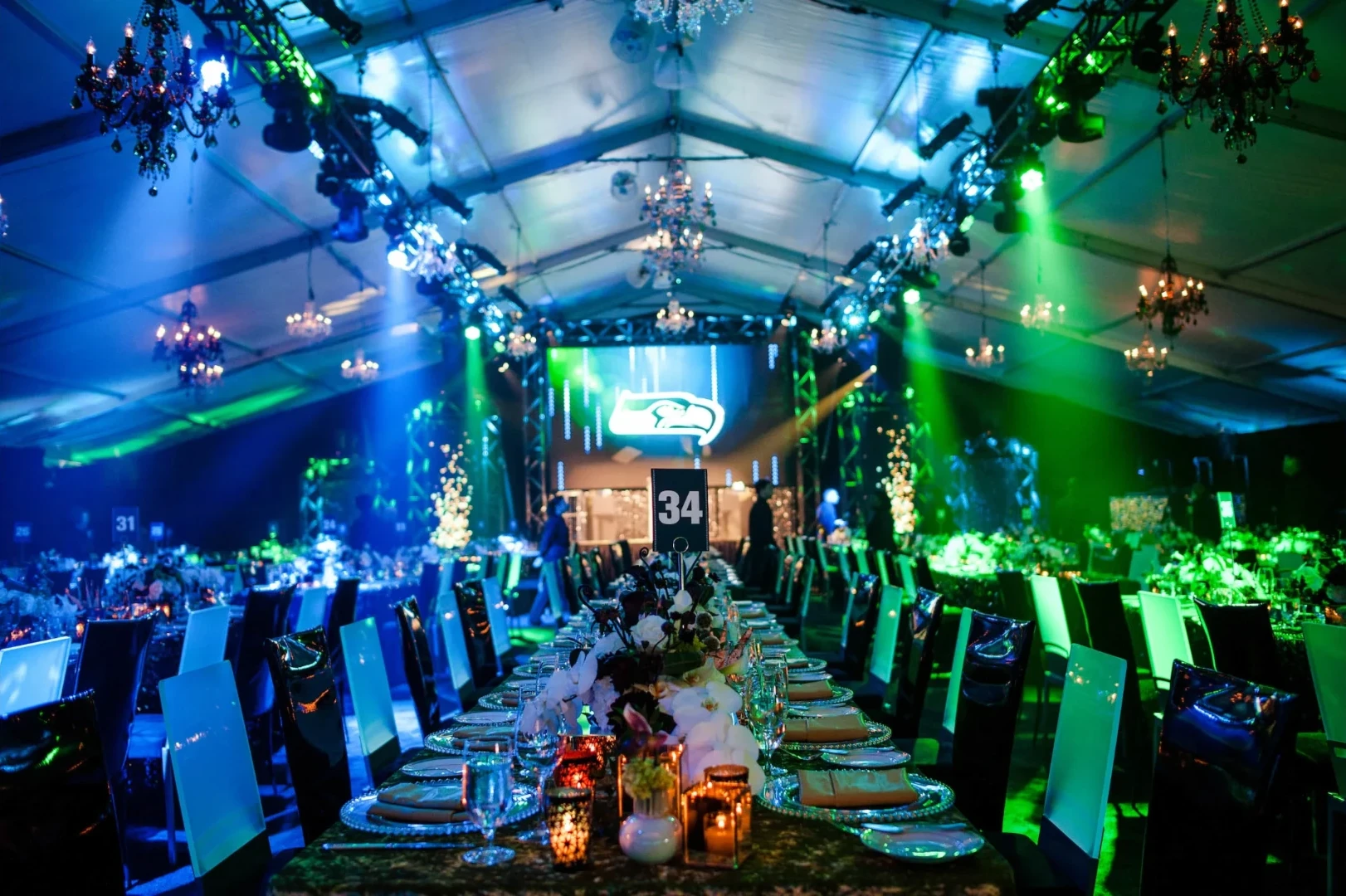 Seahawks ring ceremony ballroom tables